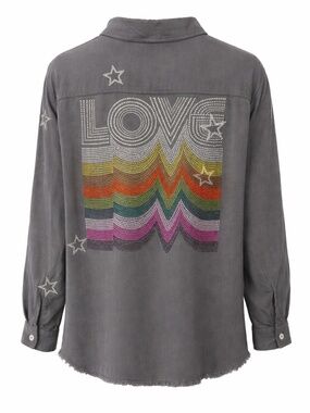 Embroidered Star Gray Love Repeater Shirt